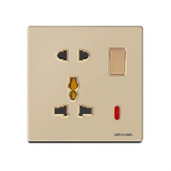 Bộ ổ cắm 2 chấu và 3 chấu đa năng GRIMMA G60GKSK23 có đèn báo G60GKSK23