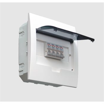 Tủ điện âm tường 4-8 module Sino E4FC4/8L mặt nhựa đế sắt E4FC4/8L