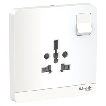 Bộ ổ cắm đơn đa năng 16A, có công tắc màu trắng E8315TS_WE_G19