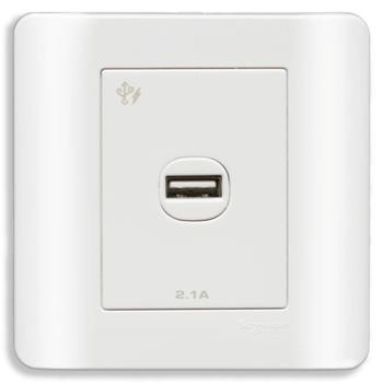Bộ ổ sạc USB đơn 2.1A màu trắng E8431USB_WE_G19