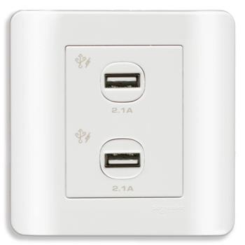 Bộ ổ sạc USB đôi 2.1A màu trắng E8432USB_WE_G19