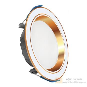 Đèn Downlight LED nhôm viền vàng ánh sáng ba màu ELD2028W/7C