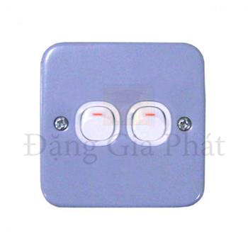 Bộ công tắc đôi 2 chiều 10A, mặt kim loại ESM32_2_3A_G19
