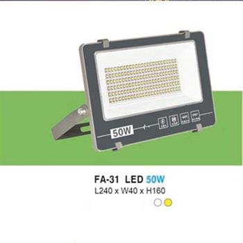 Đèn pha led 50W - L240*W40*H160, ánh sáng trắng, vàng FA-31 LED