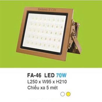 Đèn pha led 70W - L250*W95*H210, ánh sáng trắng, vàng, chiếu xa 5 mét FA-46 LED