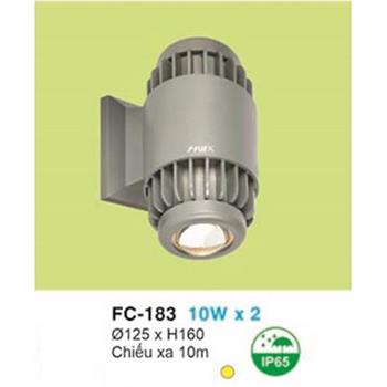 Đèn led gắn tường ngoài trời Ø125*H160-10W*2, chiếu xa 10m, Ánh sáng vàng FC 183