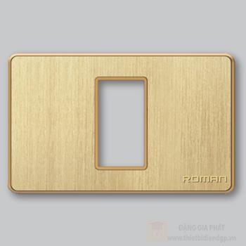 Mặt che 1 lỗ ngang xước màu sâm panh, khung viền vàng bóng GA01N-CV GA01N-CV