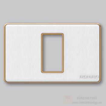 Mặt che 1 lỗ ngang trắng xước, khung viền vàng bóng GA01N-TV GA01N-TV