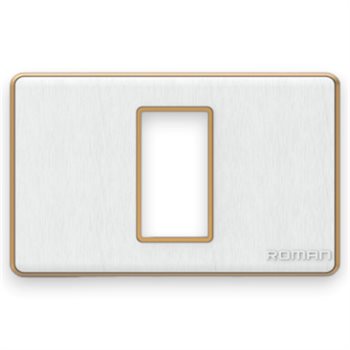 Mặt che 1 lỗ ngang Roman, khung viền vàng GA01N-TV GA01N-TV