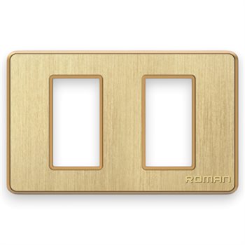 Mặt che 2 lỗ ngang Roman, khung viền vàng GA02N-CV GA02N-CV