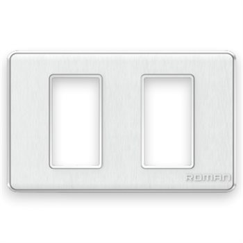 Mặt che 2 lỗ ngang Roman, khung viền bạc GA02N-TB GA02N-TB