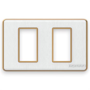 Mặt che 2 lỗ ngang Roman, khung viền vàng GA02N-TV GA02N-TV