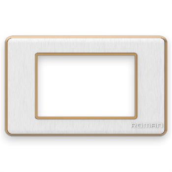Mặt che 3 lỗ ngang trắng Roman, khung viền vàng GA03N-TV GA03N-TV