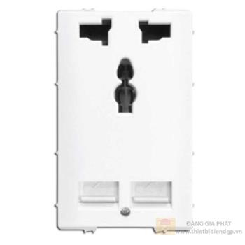 Ổ đơn 3 chấu đa năng + ổ USB màu trắng GA113-T GA113-T
