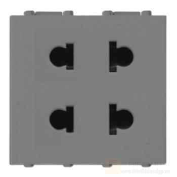 Hạt ổ cắm đôi hai chấu sơn màu ghi xám GA122N-G GA122N-G