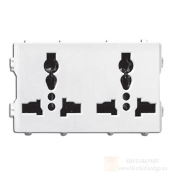 Ổ cắm đôi ba chấu đa năng màu trắng GA123-T GA123-T