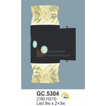 Đèn vách hành lang ngoài trời Led 9W*2+3W - Ø90*H210 - 3 màu ánh sáng GC 5304