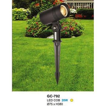 Đèn Led Ghim Cỏ Ø75 x H380, ánh sáng vàng 20W GC-792 LED COB