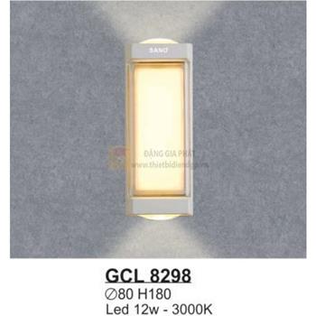 Đèn vách hành lang ngoài trời vỏ nhôm cao cấp Led 12W - 3000K - Ø80*H180 GCL 8298