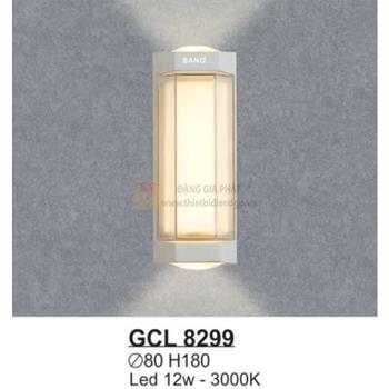 Đèn vách hành lang ngoài trời vỏ nhôm cao cấp Led 12W - 3000K - Ø80*H180 GCL 8299