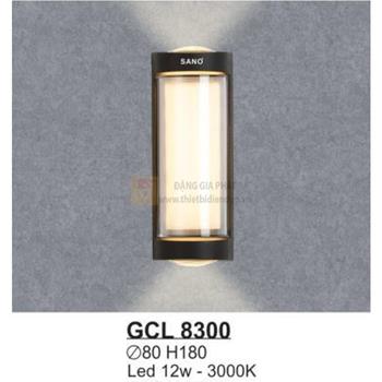 Đèn vách hành lang ngoài trời vỏ nhôm cao cấp Led 12W - 3000K - Ø80*H180 GCL 8300