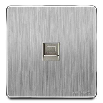 Bộ ổ cắm đơn mạng mặt nhựa vân xước màu xám Grimma G201PC G201PC