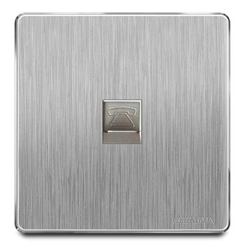 Bộ ổ cắm đơn điện thoại mặt nhựa vân xước màu xám Grimma G201TEL G201TEL