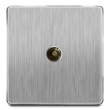 Bộ ổ cắm đơn tivi mặt nhựa vân xước màu xám Grimma G201TV G201TV