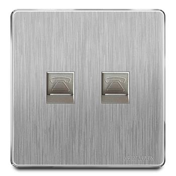 Bộ ổ cắm đôi điện thoại mặt nhựa vân xước màu xám Grimma G202TEL G202TEL