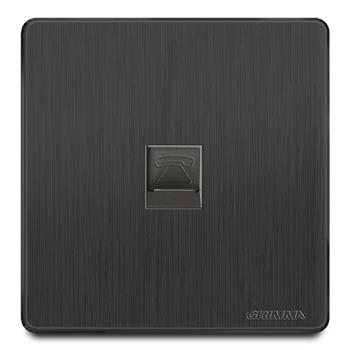 Bộ ổ cắm đơn điện thoại mặt nhựa vân xước màu đen Grimma G20B1TEL G20B1TEL