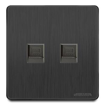 Bộ ổ cắm đôi mạng mặt nhựa vân xước màu đen Grimma G20B2PC G20B2PC