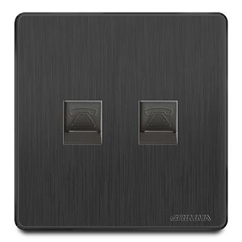 Bộ ổ cắm đôi điện thoại mặt nhựa vân xước màu đen Grimma G20B2TEL G20B2TEL
