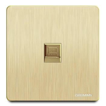 Bộ ổ cắm đơn mạng mặt nhựa vân xước màu vàng Grimma G20G1PC G20G1PC