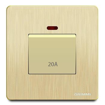 Bộ công tắc 20A mặt nhựa vân xước màu vàng Grimma G20GK20A G20GK20A