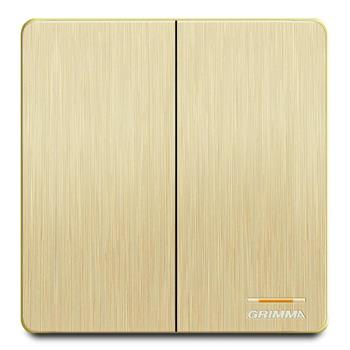 Bộ công tắc đôi 1 chiều mặt nhựa vân xước màu vàng Grimma G20GK21 G20GK21