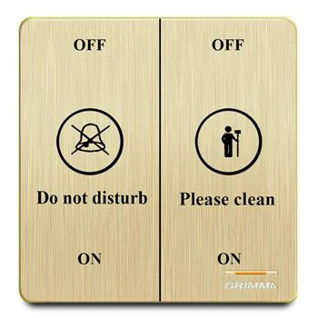Bộ công tắc đôi dùng cho chuông báo đừng làm phiền mặt nhựa vân xước màu vàng Grimma G20GK22DB G20GK22DB
