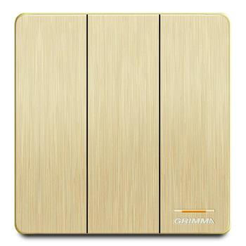 Bộ công tắc ba 1 chiều mặt nhựa vân xước màu vàng Grimma G20GK31 G20GK31