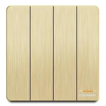 Bộ công tắc bốn 1 chiều mặt nhựa vân xước màu vàng Grimma G20GK41 G20GK41