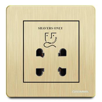 Bộ ổ cắm dao cạo râu mặt nhựa vân xước màu vàng Grimma G20GSKSV G20GSKSV