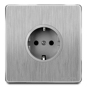 Bộ ổ cắm tròn chuẩn Đức mặt nhựa vân xước màu xám Grimma G20SC G20SC