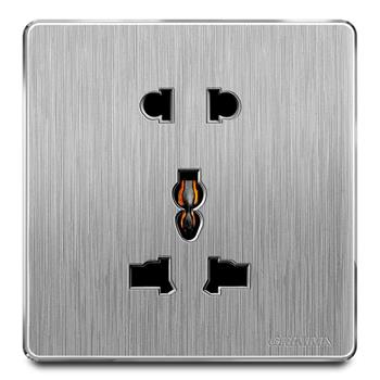 Bộ ổ cắm 2 chấu + 3 chấu mặt nhựa vân xước màu xám Grimma G20SK23 G20SK23