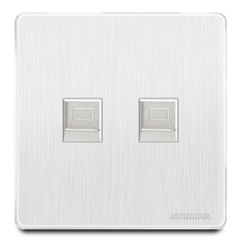 Bộ ổ cắm đôi mạng mặt nhựa vân xước màu trắng Grimma G20W2PC G20W2PC