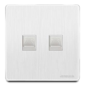 Bộ ổ cắm đôi điện thoại mặt nhựa vân xước màu trắng Grimma G20W2TEL G20W2TEL