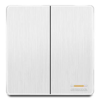 Bộ công tắc đôi 1 chiều mặt nhựa vân xước màu trắng Grimma G20WK21 G20WK21