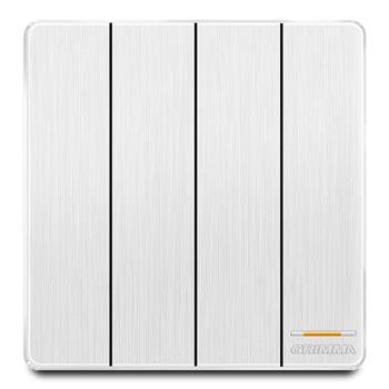Bộ công tắc bốn 1 chiều mặt nhựa vân xước màu trắng Grimma G20WK41 G20WK41