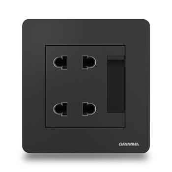 Bộ công tắc 1 chiều + ổ cắm đôi 2 chấu Grimma G3BK11SK23 G3BK11SK23