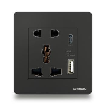 Bộ ổ cắm 2 chấu + 3 chấu + ổ cắm USB Grimma G3BSK23USB G3BSK23USB