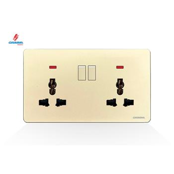 Bộ ổ cắm đôi 3 chấu có công tắc điều khiển Grimma G3GSK147 G3GSK147