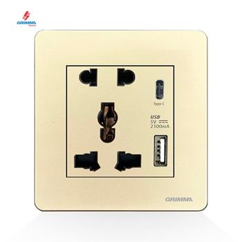 Bộ ổ cắm 2 chấu + 3 chấu + ổ cắm USB Grimma G3GSK23USB G3GSK23USB
