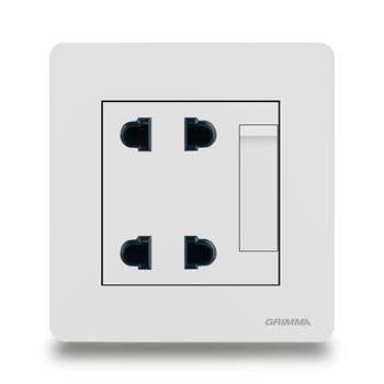 Bộ công tắc 1 chiều + ổ cắm đôi 2 chấu Grimma G3WK11SK23 G3WK11SK23